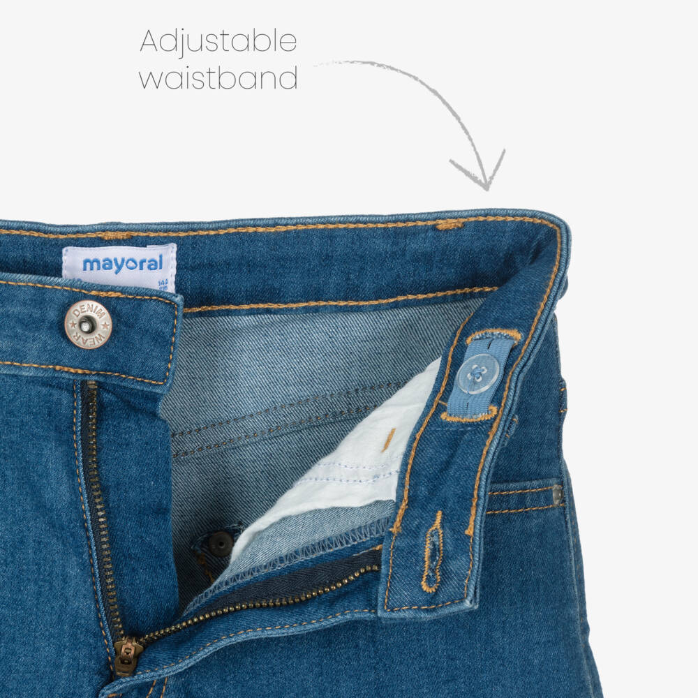 Mayoral-Girls Blue Denim Shorts | Childrensalon