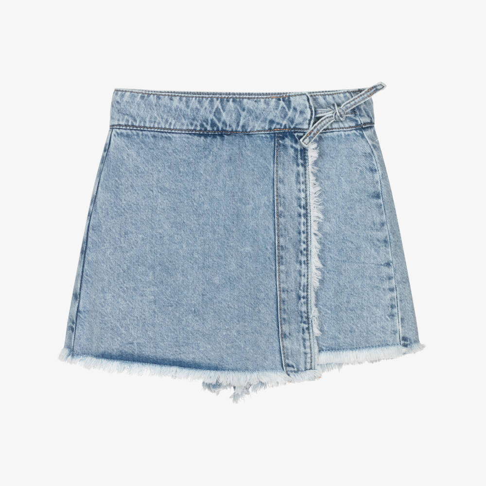 Mayoral-Girls Blue Denim Skort with Fringing | Childrensalon