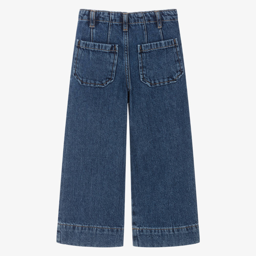 Mayoral-Girls Blue Denim Wide-Leg Jeans | Childrensalon
