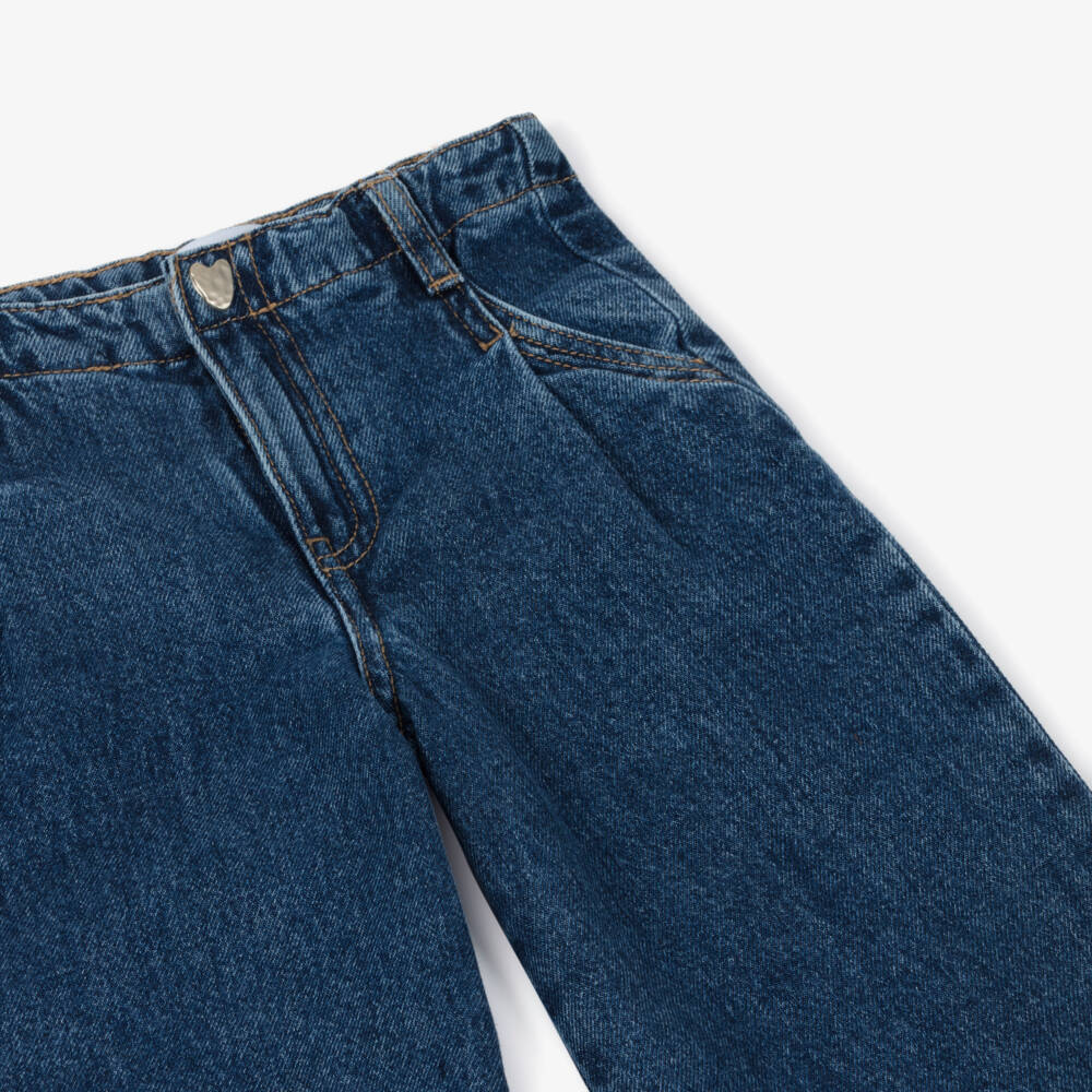 Mayoral-Girls Blue Denim Wide-Leg Jeans | Childrensalon
