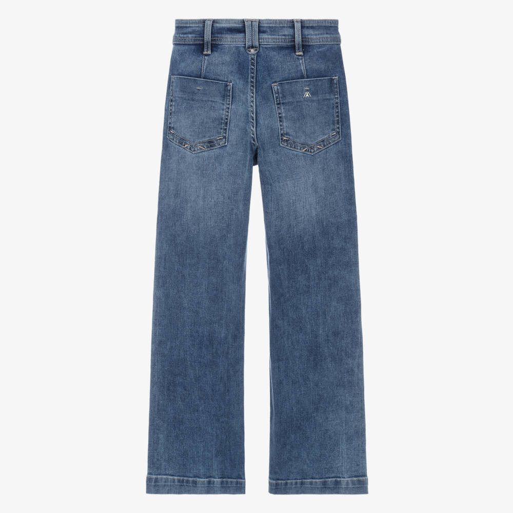 Mayoral-Girls Blue Denim Wide Leg Jeans | Childrensalon