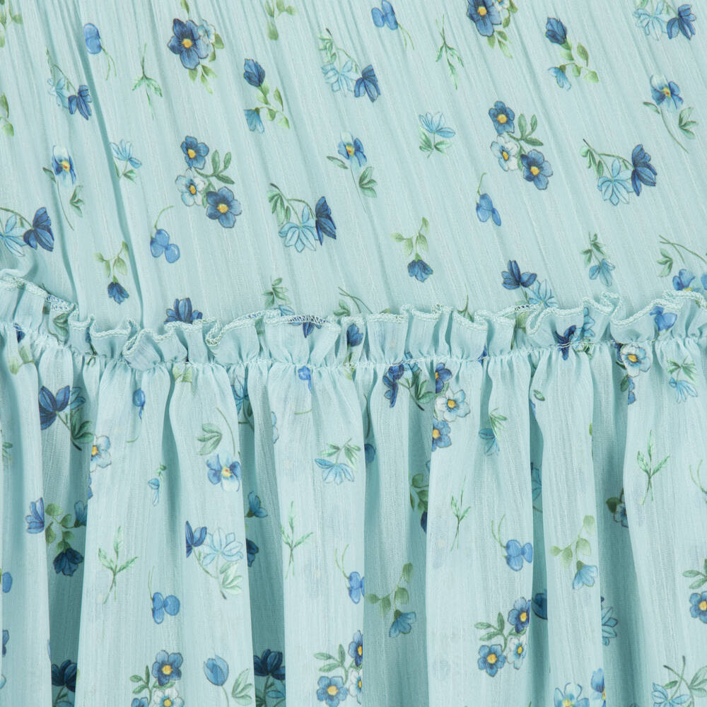 Mayoral-Girls Blue Floral Chiffon Dress with Bow | Childrensalon