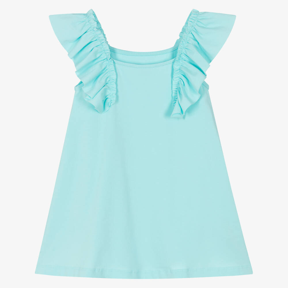 Mayoral-Girls Blue Graphic Print Cotton Jersey Dress | Childrensalon