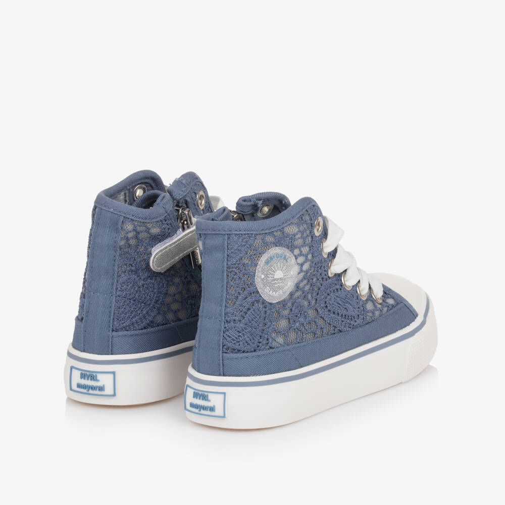 Mayoral-Girls Blue Lace High-Top Trainers | Childrensalon