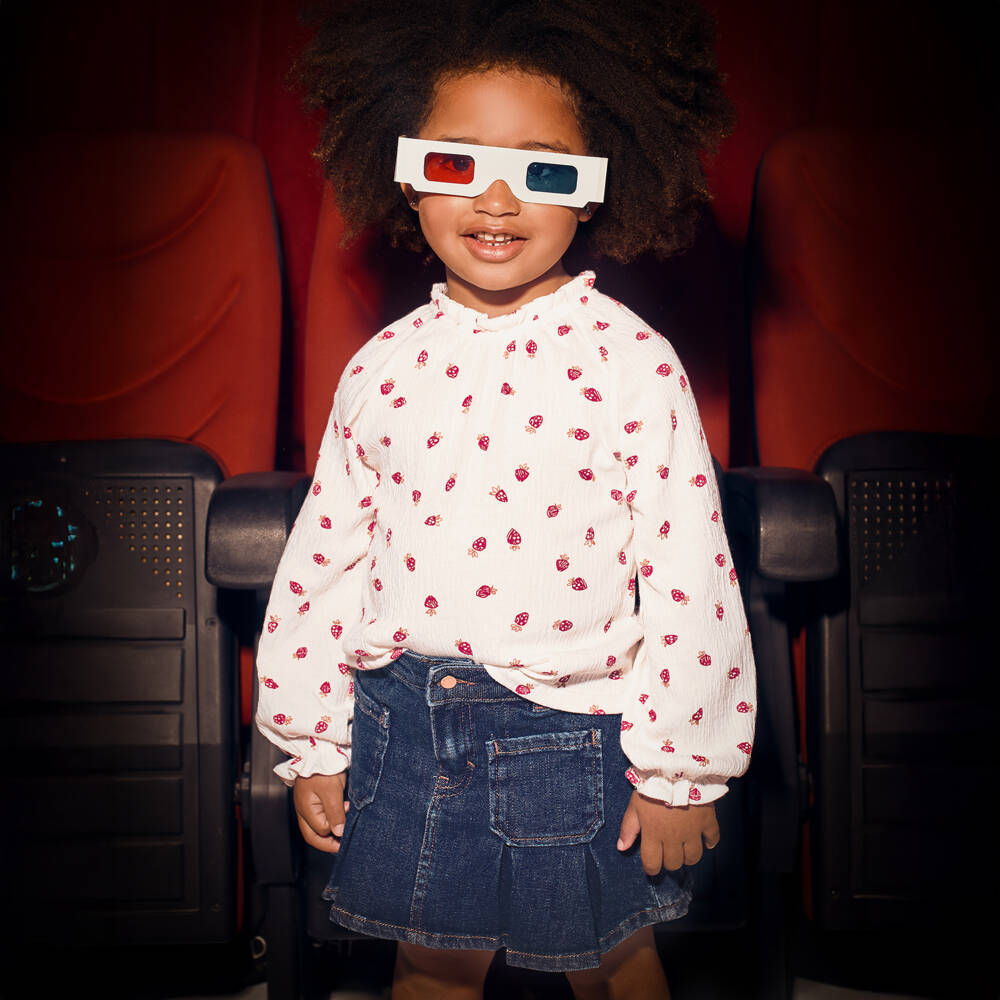 Mayoral-Юбка синяя из денима в складку для девочек | Childrensalon