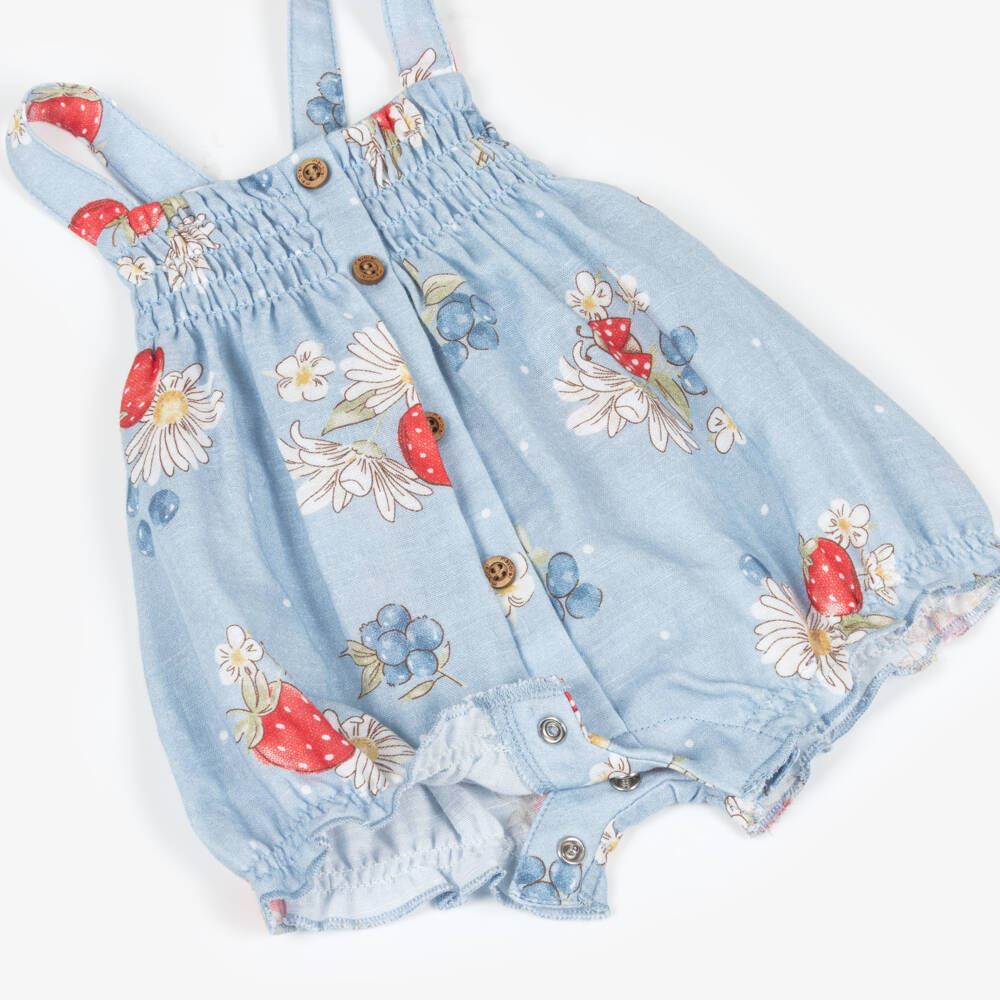 Mayoral Для новорожденных-Girls Blue Shortie Set with Berry Pattern | Childrensalon