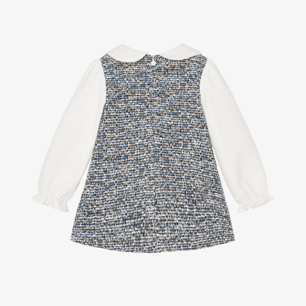 Mayoral-Girls Blue Sparkly Tweed & Jersey Dress | Childrensalon