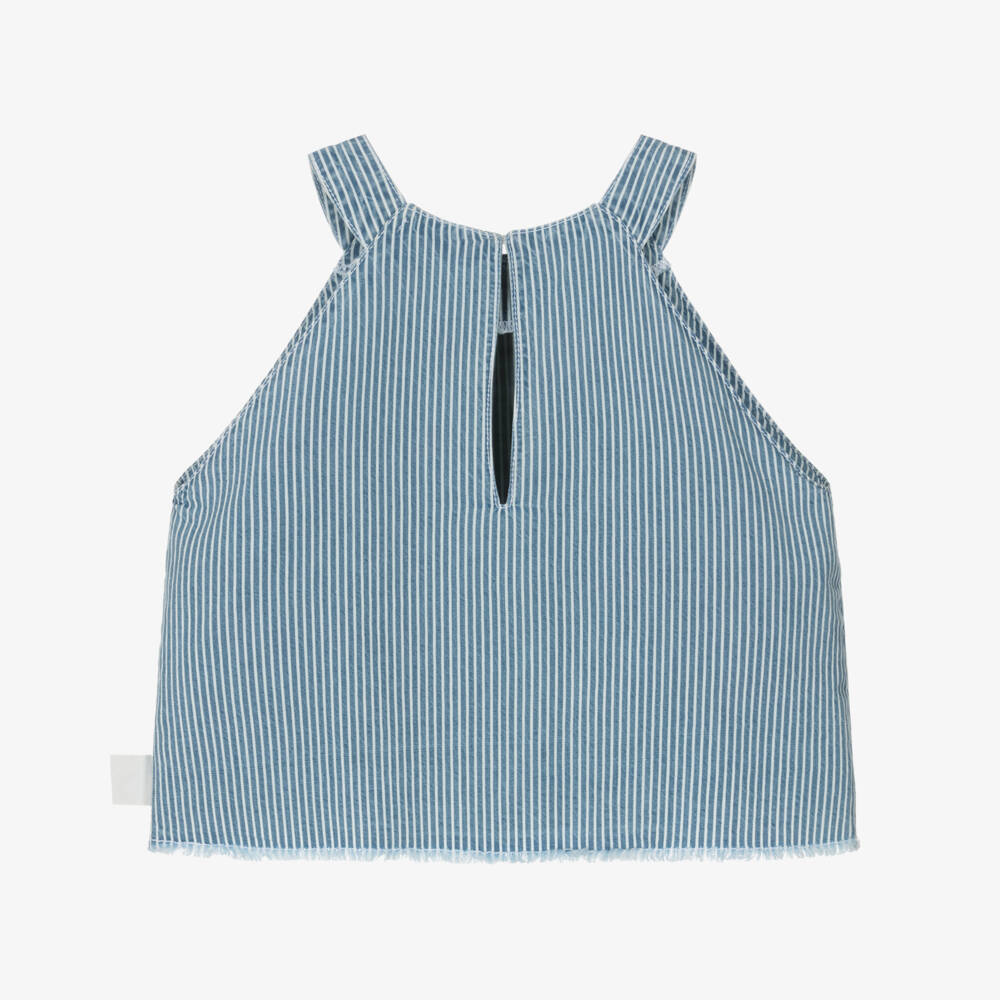 Mayoral-Girls Blue Striped Denim Halter Top | Childrensalon