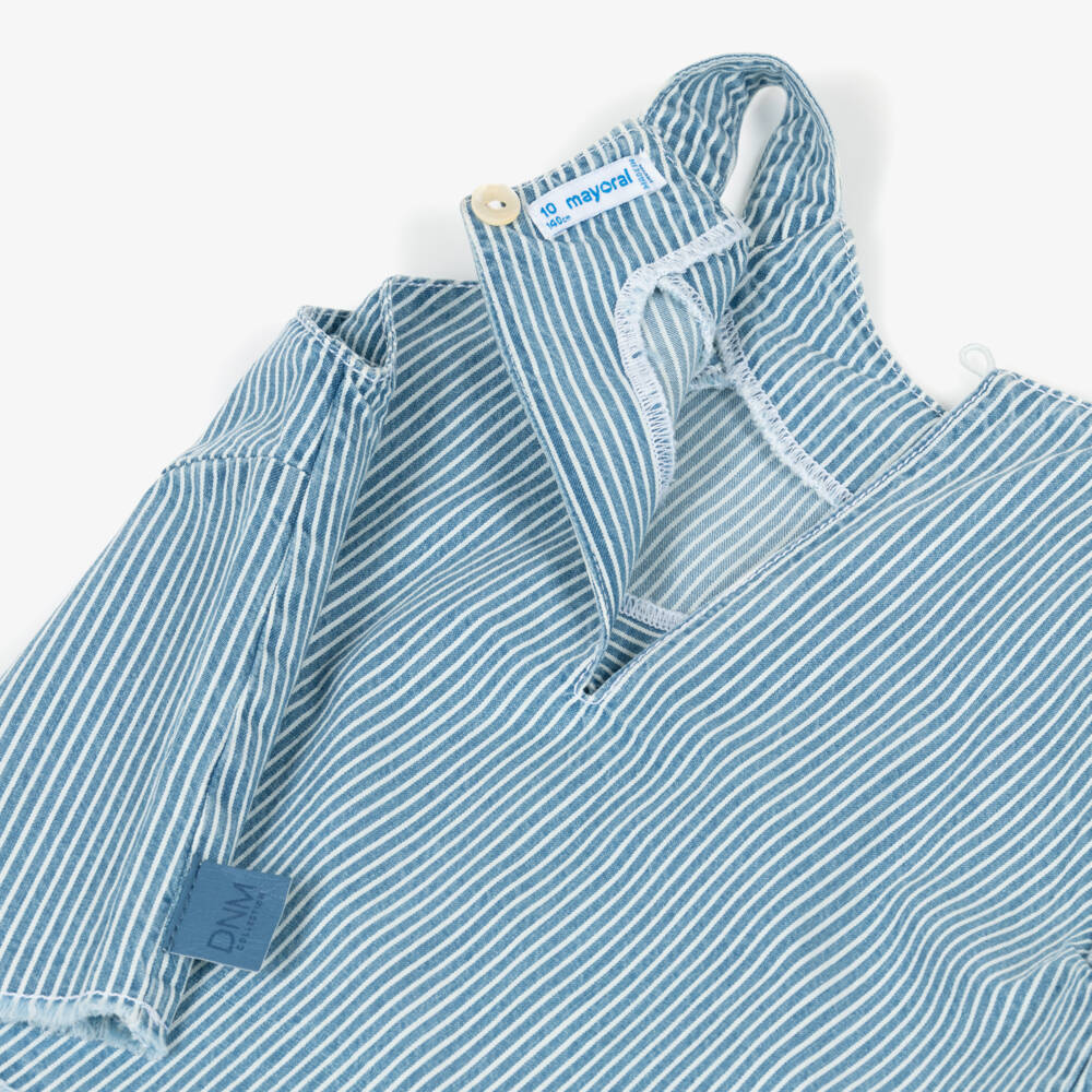 Mayoral-Girls Blue Striped Denim Halter Top | Childrensalon