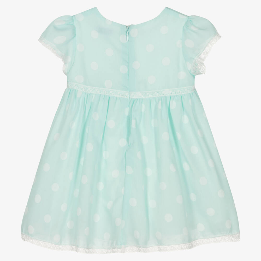 Mayoral-Girls Blue & White Polka Dot Dress | Childrensalon