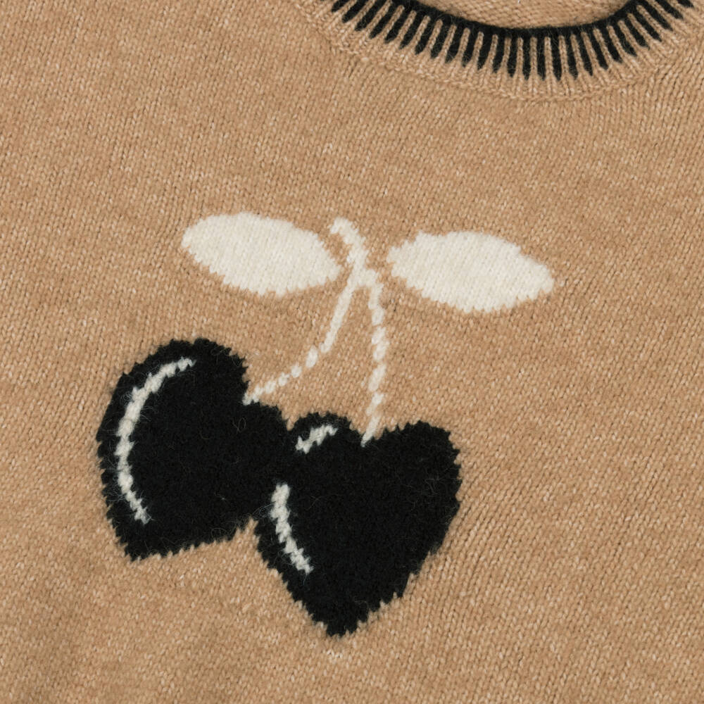 Mayoral-Girls Brown Cherry Heart Knitted Jumper | Childrensalon