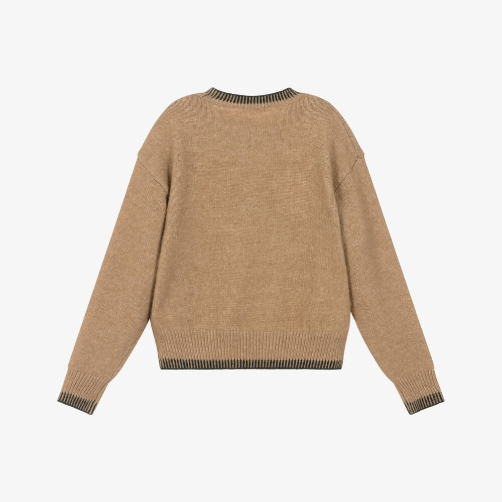 Mayoral-Girls Brown Cherry Heart Knitted Jumper | Childrensalon