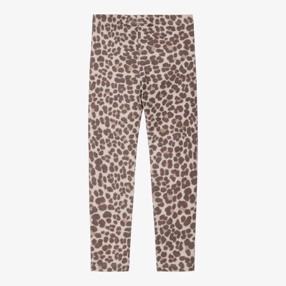 Mayoral-Girls Brown Cotton Leopard Print Leggings | Childrensalon