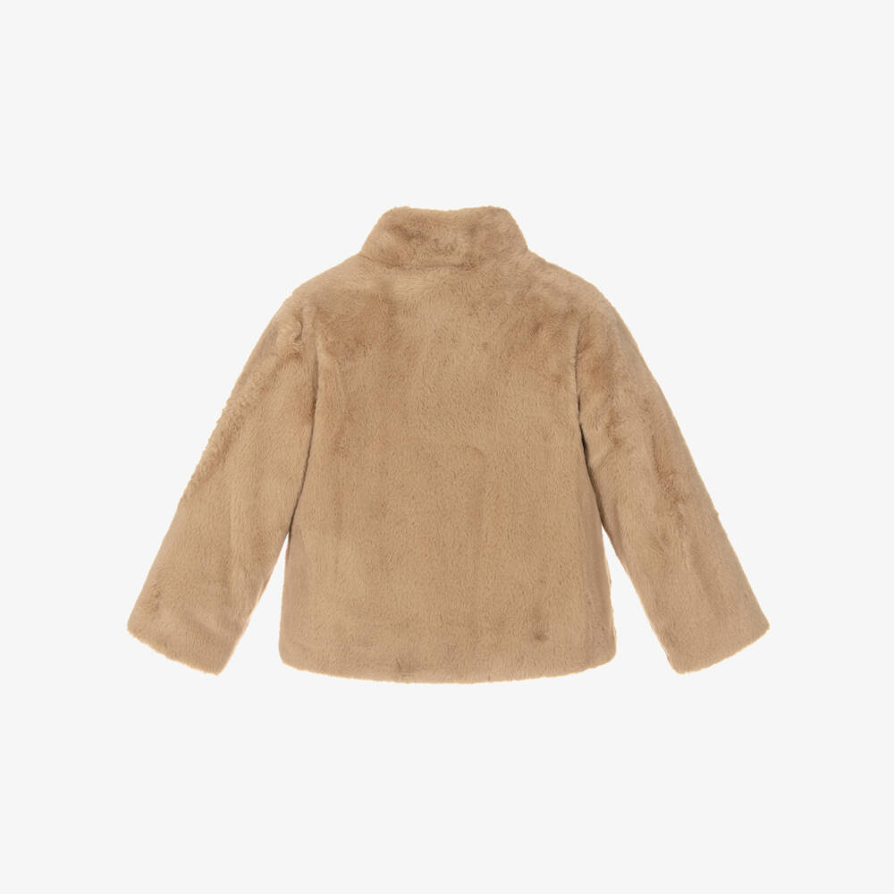 Mayoral- Girls Brown Faux Fur Jacket | Childrensalon