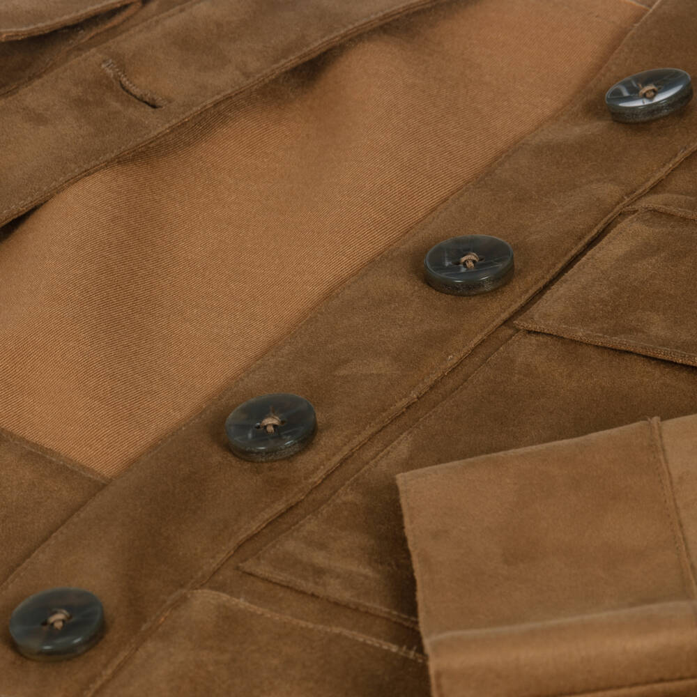 Mayoral-Girls Brown Faux Suede Jacket | Childrensalon