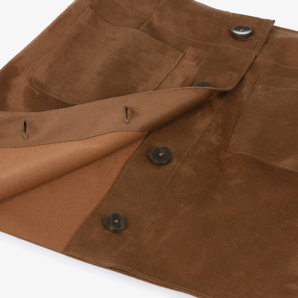 Mayoral-Girls Brown Faux Suede Skirt | Childrensalon