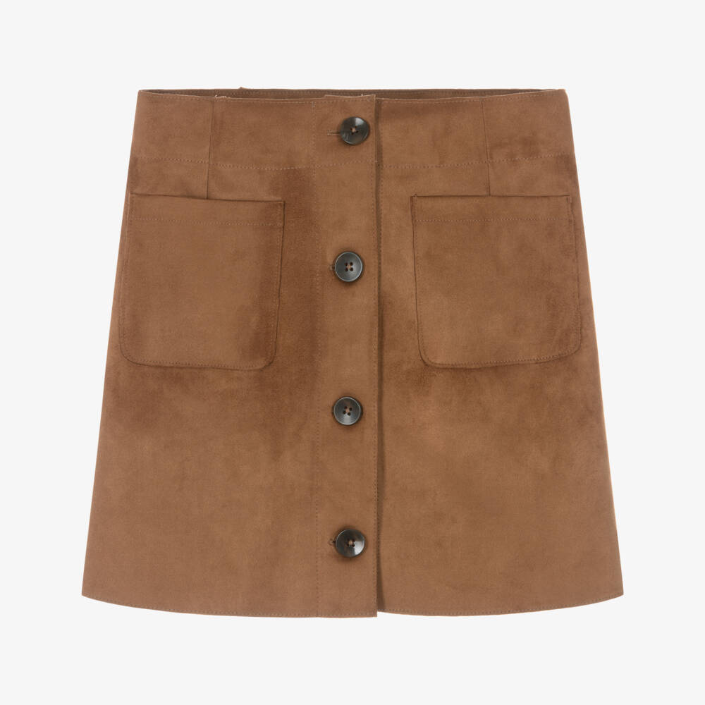 Mayoral-Girls Brown Faux Suede Skirt | Childrensalon