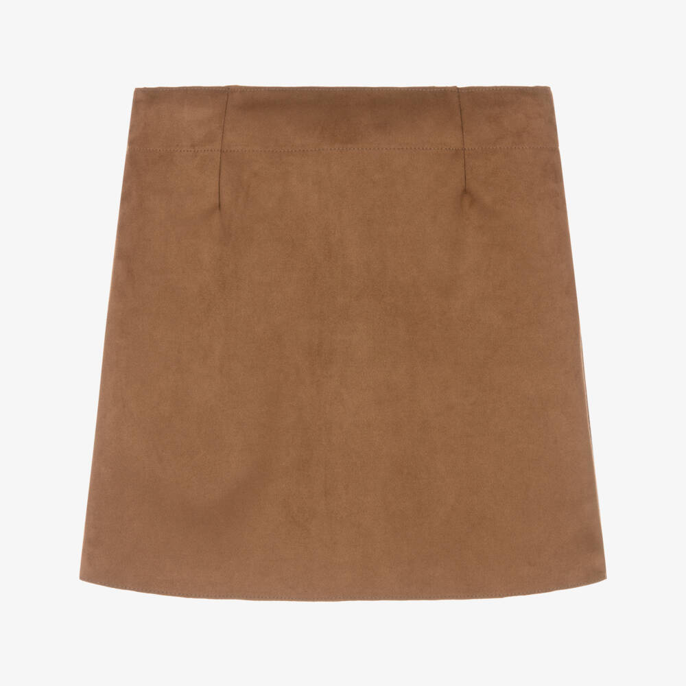 Mayoral-Girls Brown Faux Suede Skirt | Childrensalon