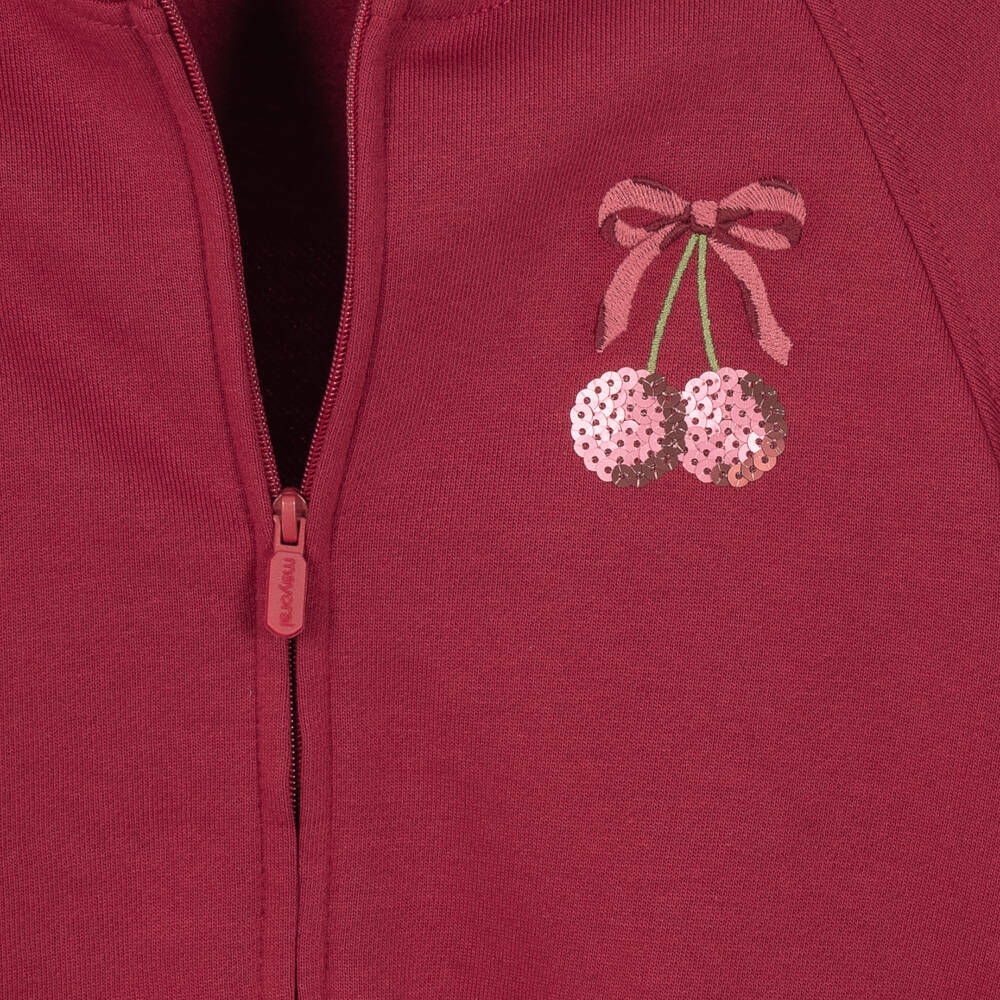 Mayoral-Girls Burgundy Red Jersey Tracksuit with Sequin Cherries | Childrensalon