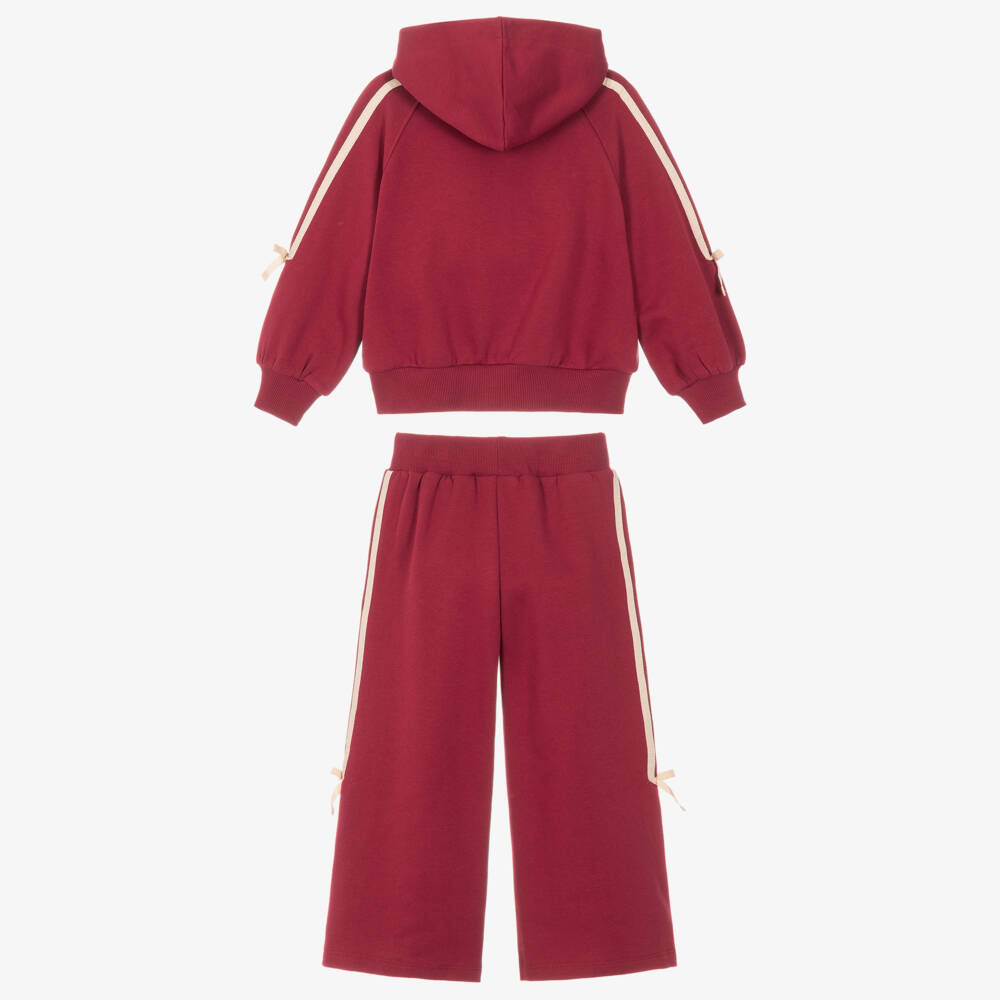 Mayoral-Girls Burgundy Red Jersey Tracksuit with Sequin Cherries | Childrensalon