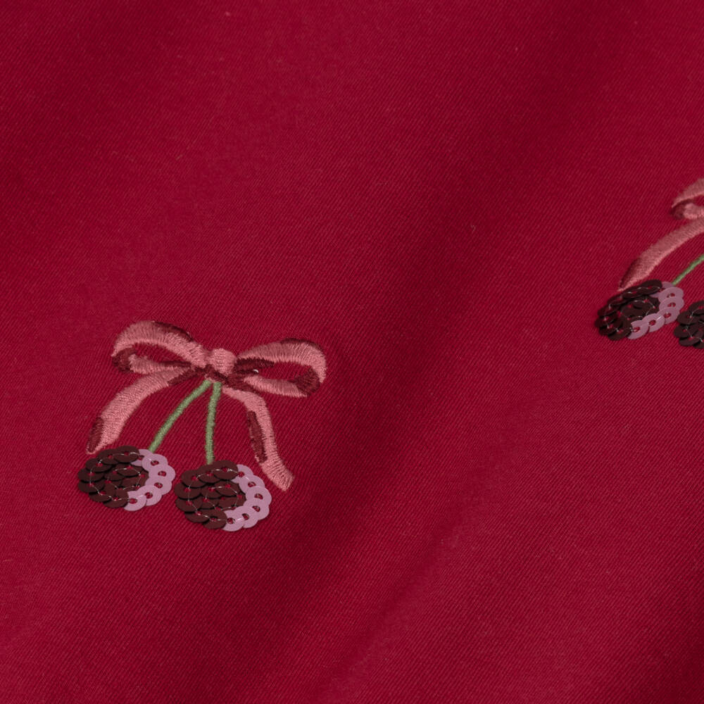 Mayoral-Girls Burgundy Red Sweatshirt with Cherry Motifs | Childrensalon