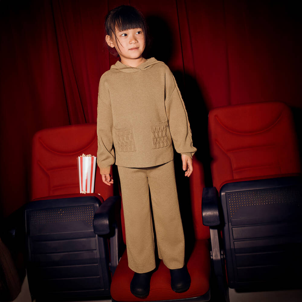 Mayoral-Худи и брюки бежевые из трикотажа для девочек | Childrensalon