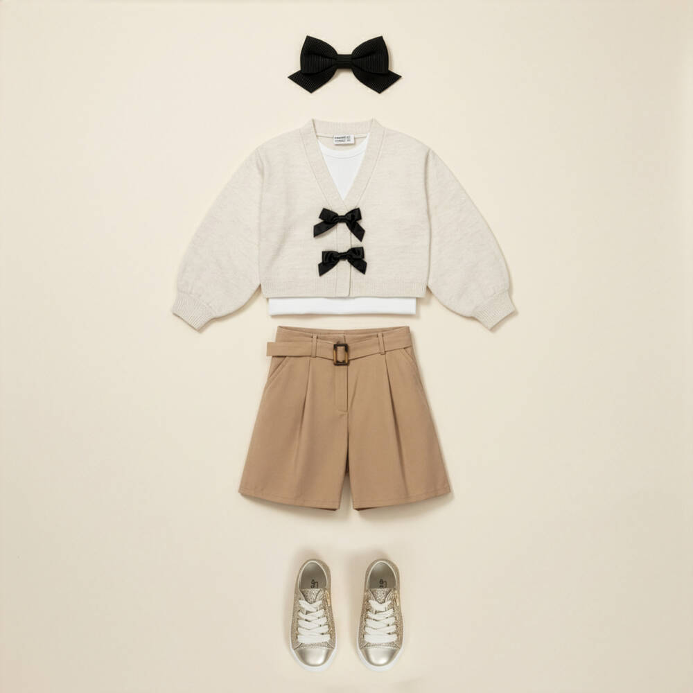 Mayoral-Шорты коричневые с ремнем для девочек | Childrensalon