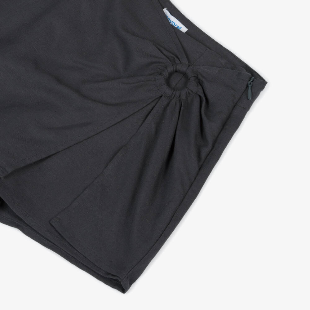 Mayoral-Girls Charcoal Grey Linen Blend Wrap Front Skort | Childrensalon