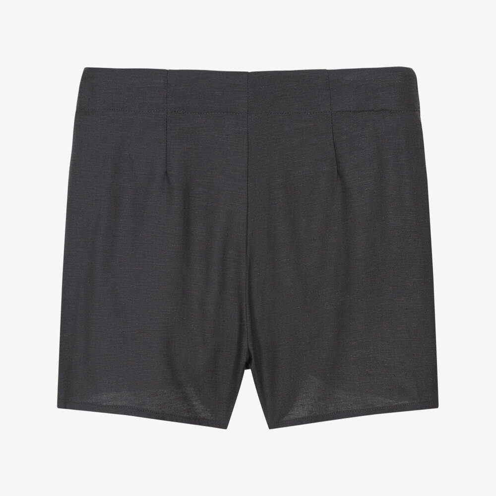 Mayoral-Girls Charcoal Grey Linen Blend Wrap Front Skort | Childrensalon