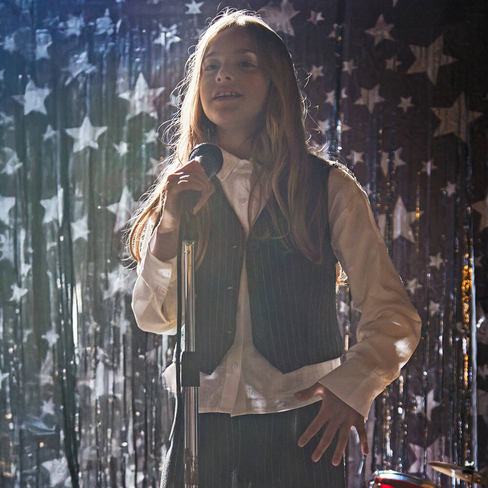 Mayoral-جيليه مقلم بخطوط رفيعة لون رمادي فحمي للبنات | Childrensalon