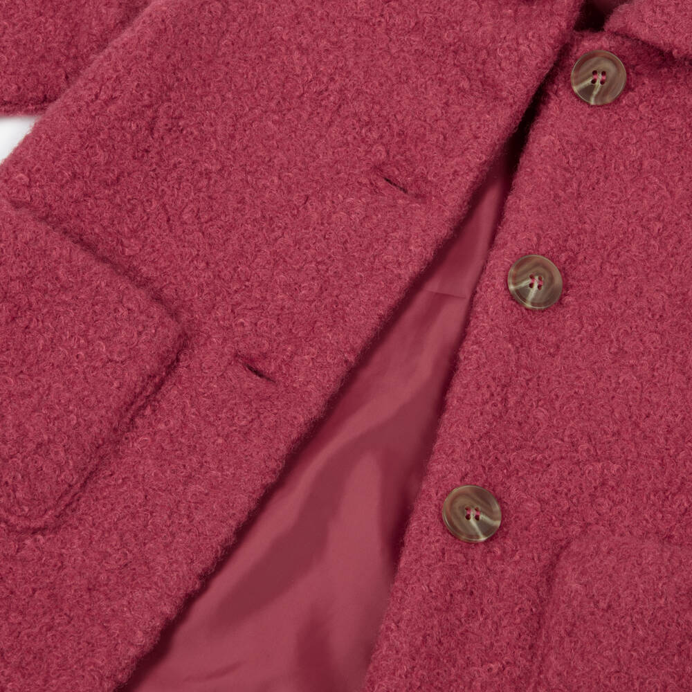 Mayoral-Girls Classic Red Bouclé Coat | Childrensalon