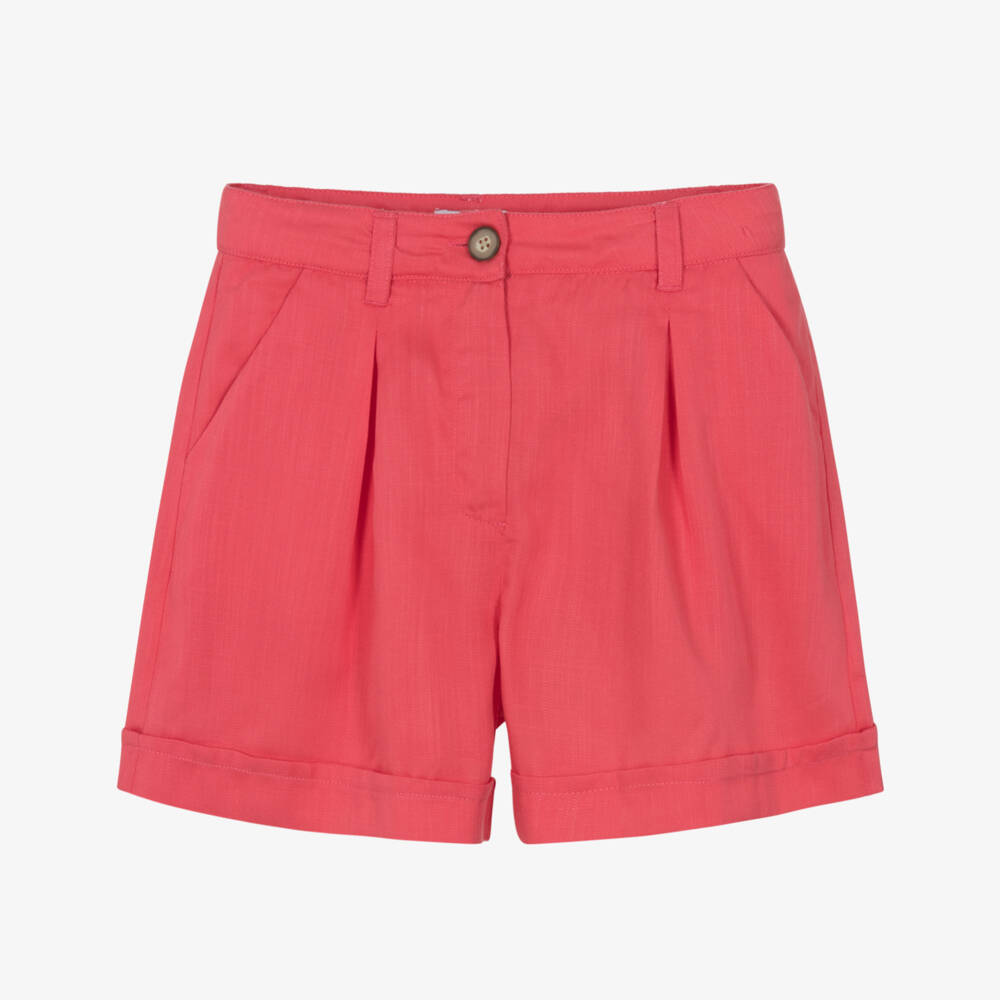 Mayoral-Шорты кораллово-розовые с отворотами для девочек | Childrensalon