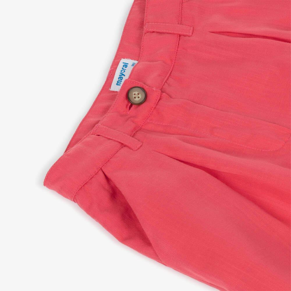 Mayoral-Шорты кораллово-розовые с отворотами для девочек | Childrensalon