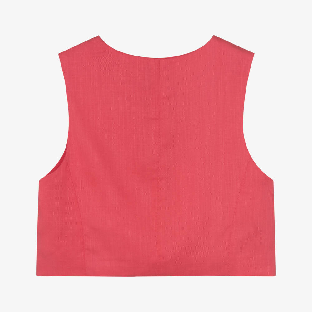 Mayoral-Girls Coral Pink Single-Breasted Waistcoat | Childrensalon