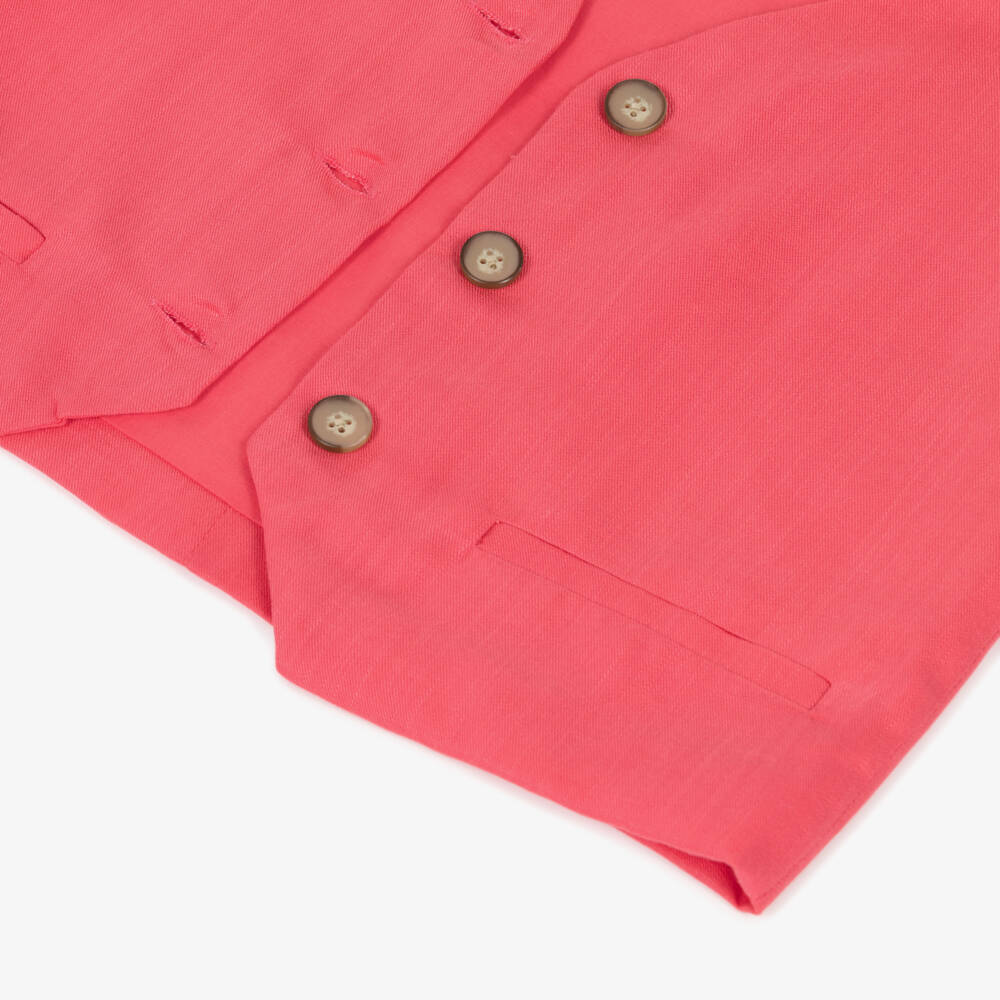 Mayoral-Girls Coral Pink Single-Breasted Waistcoat | Childrensalon