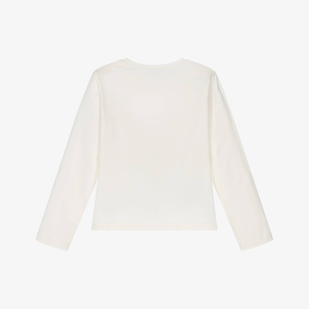 Mayoral-Girls Cream Cotton Jersey Graphic Print Top | Childrensalon