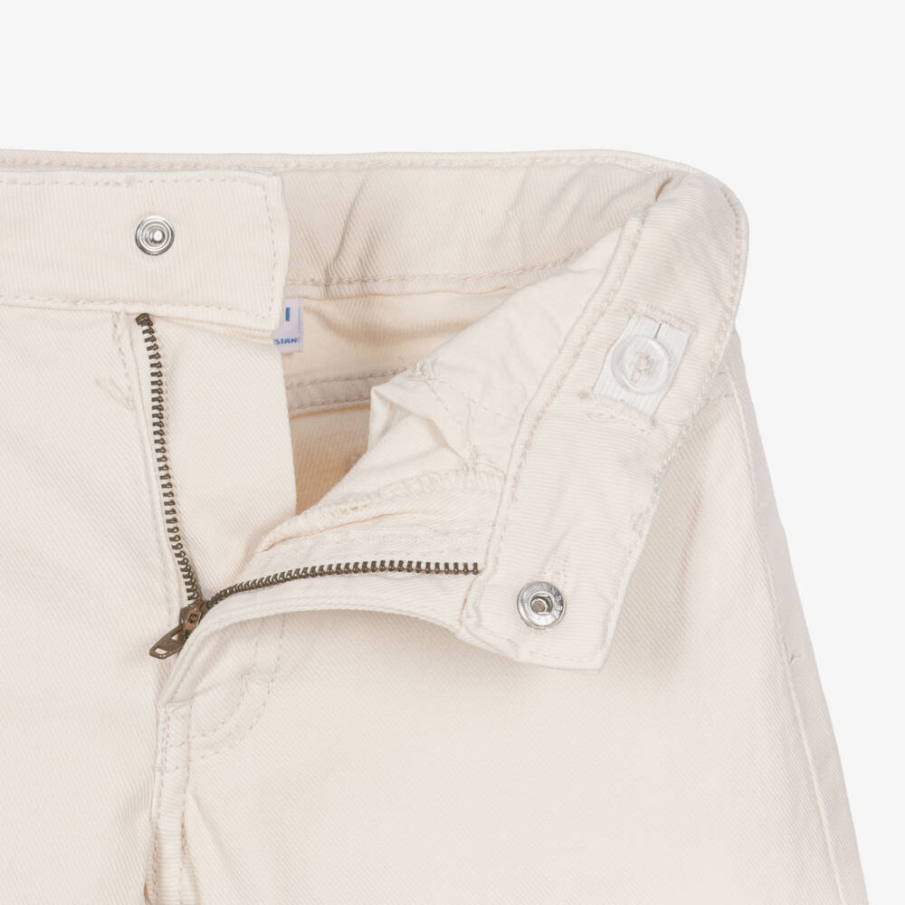 Mayoral-Girls Cream Denim Wide Leg Jeans | Childrensalon