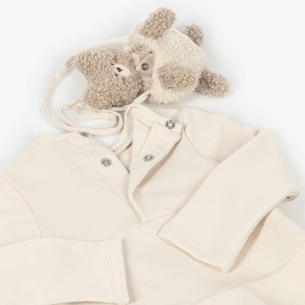 Mayoral-Girls Cream Jersey & Bouclé Dress Set | Childrensalon