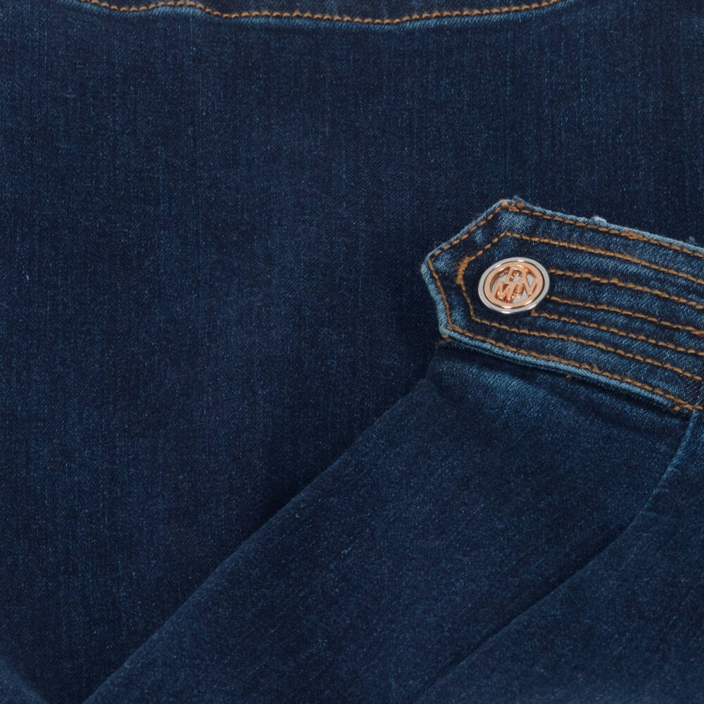 Mayoral-Girls Dark Blue Denim Wide Leg Pleated Jeans | Childrensalon