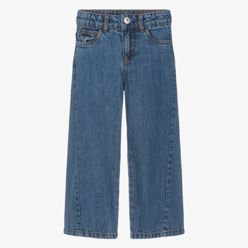 Mayoral-Girls Dark Blue Wide Leg Jeans | Childrensalon