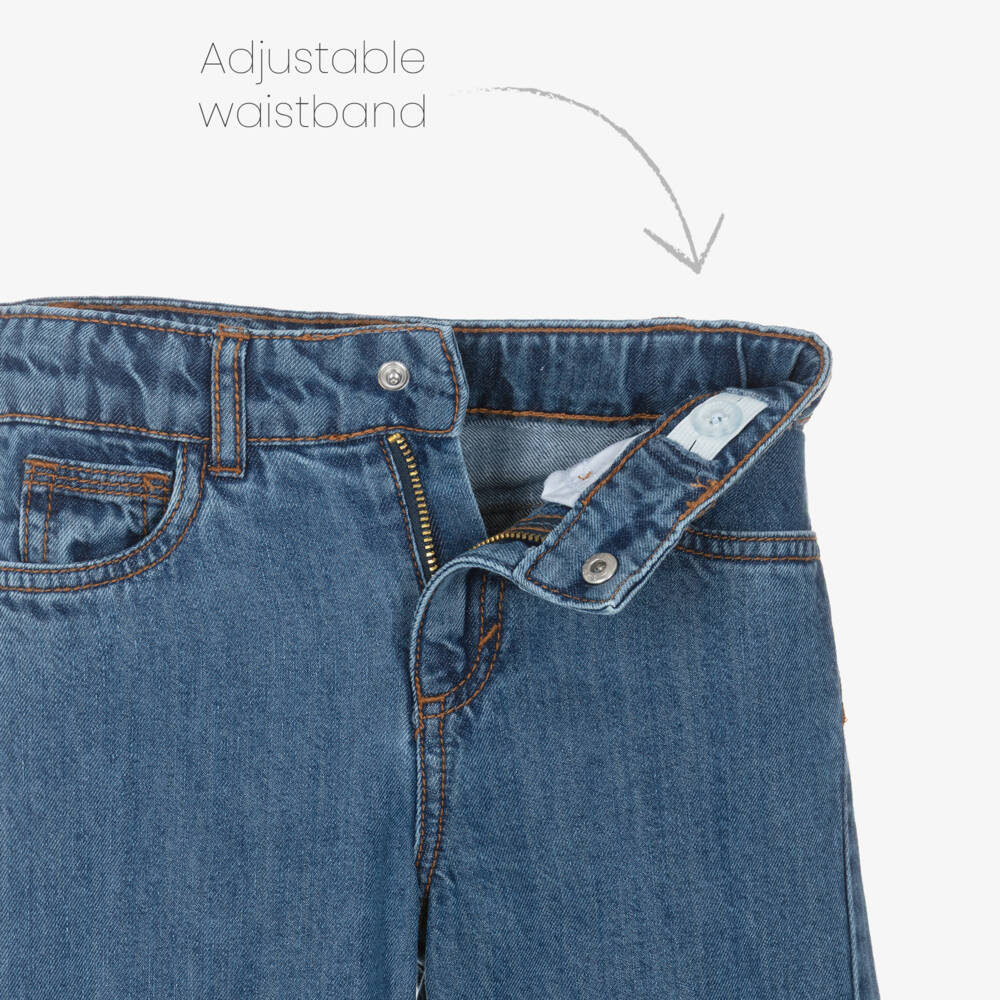 Mayoral-Girls Dark Blue Wide Leg Jeans | Childrensalon