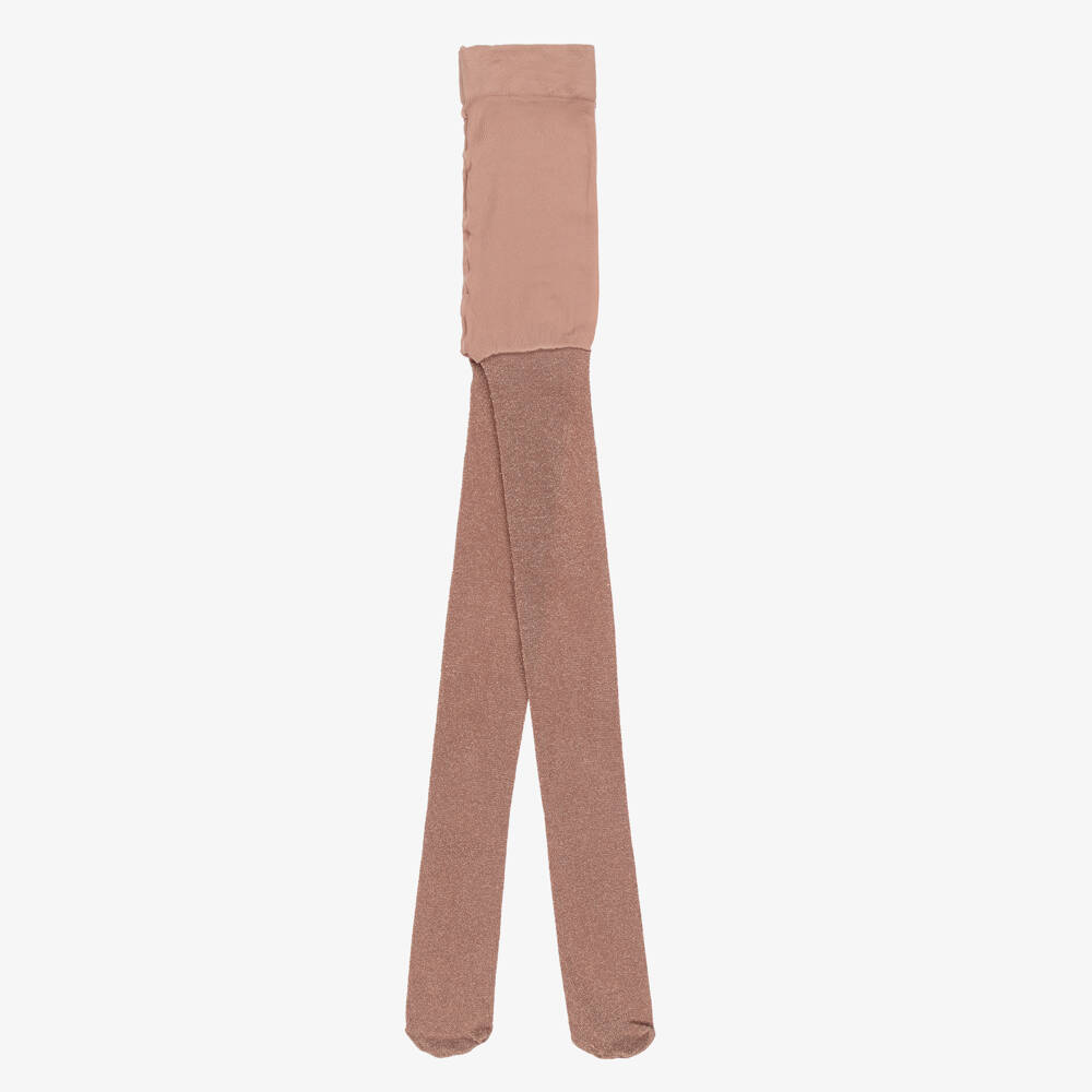Mayoral-Girls Dark Blush Pink Lurex Tights | Childrensalon