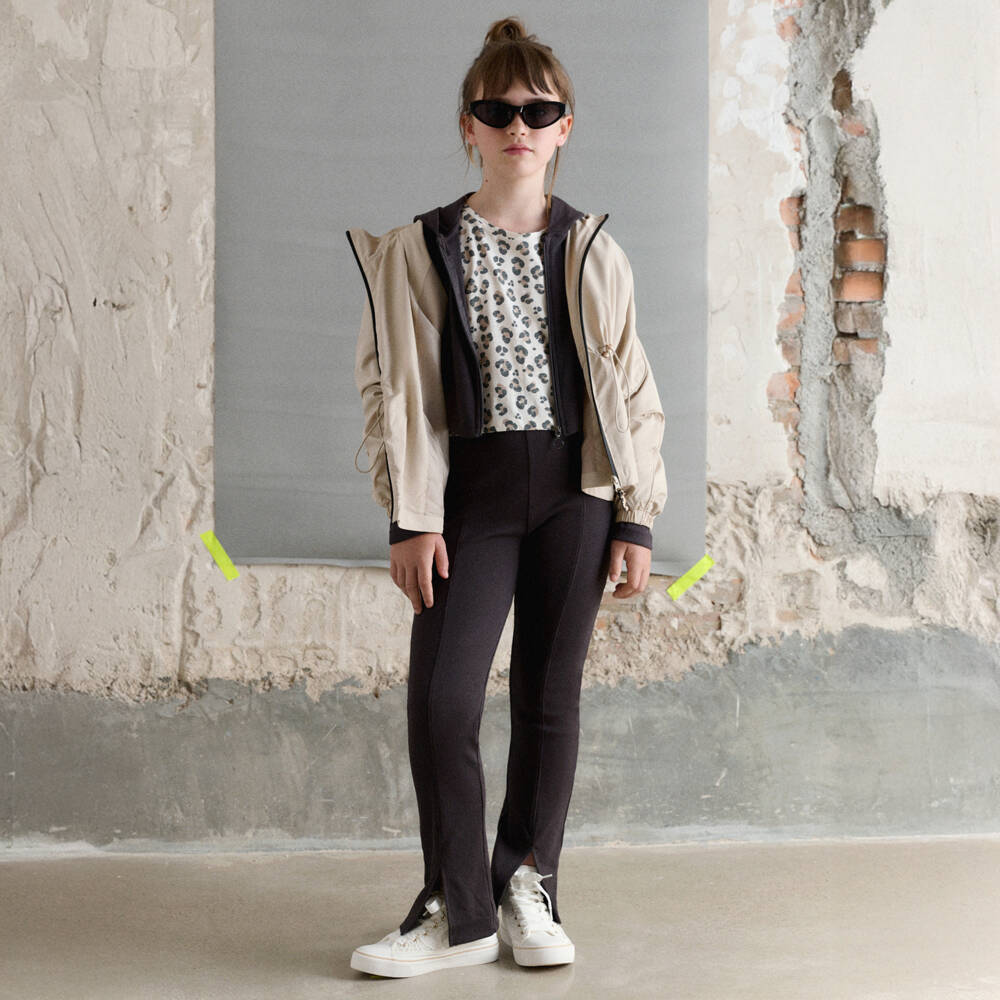 Mayoral-Girls Dark Grey Cotton Ribbed Leggings | Childrensalon