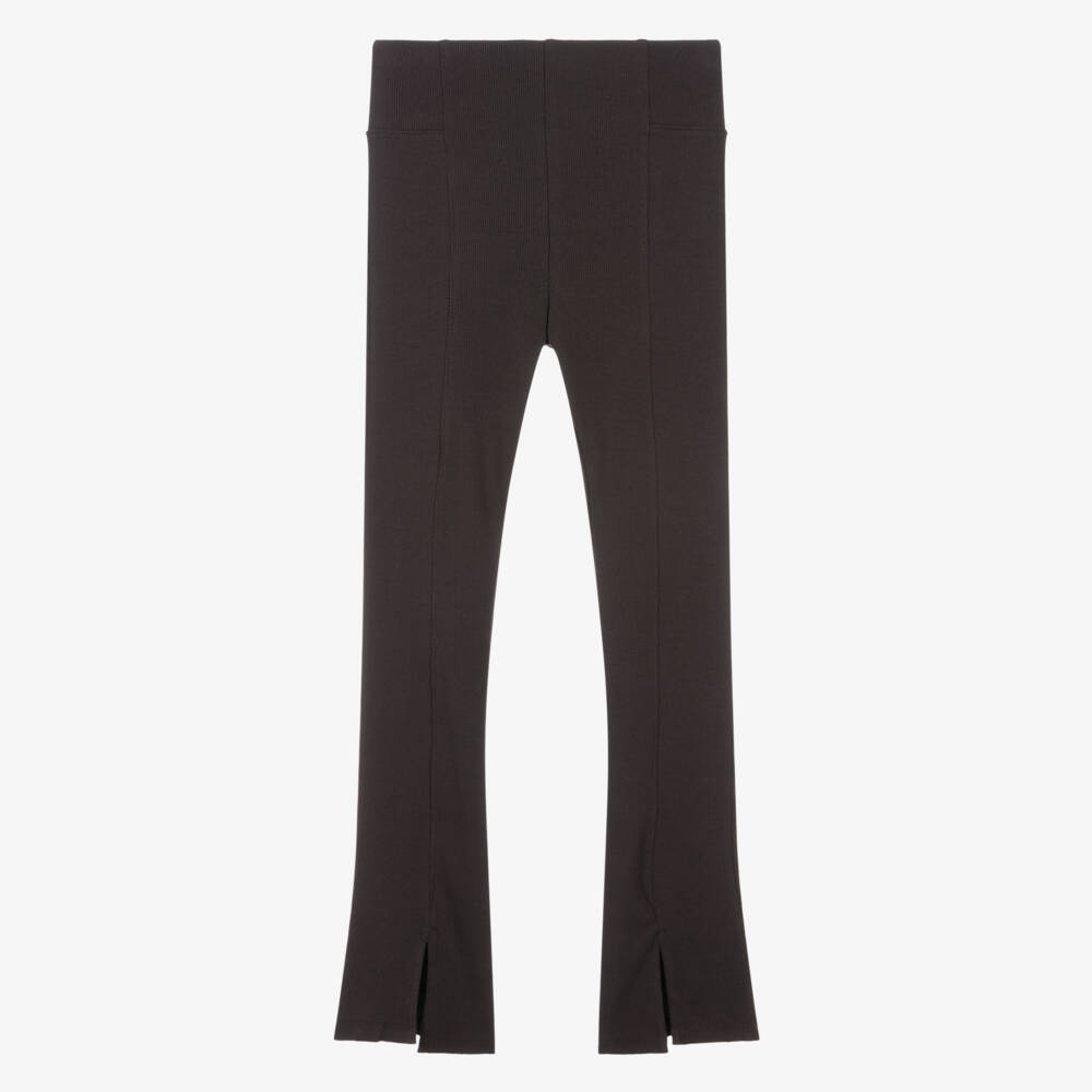 Mayoral-Girls Dark Grey Cotton Ribbed Leggings | Childrensalon