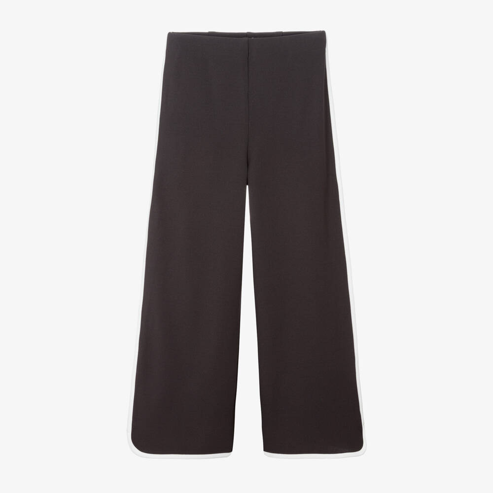 Mayoral-Girls Dark Grey Trousers with White Contrast Piping  | Childrensalon