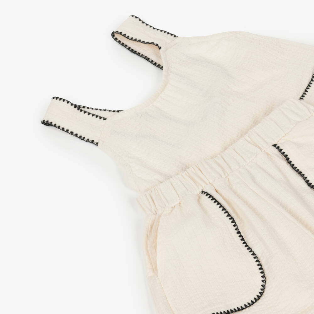 Mayoral-Girls Dark Ivory Cotton Jersey Shorts Set | Childrensalon