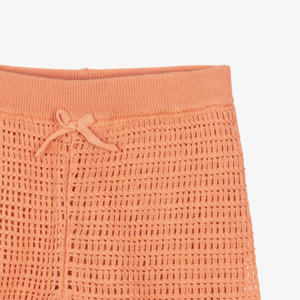 Mayoral-Шорты крючком темно-персиковые с волнистой отделкой для девочек | Childrensalon