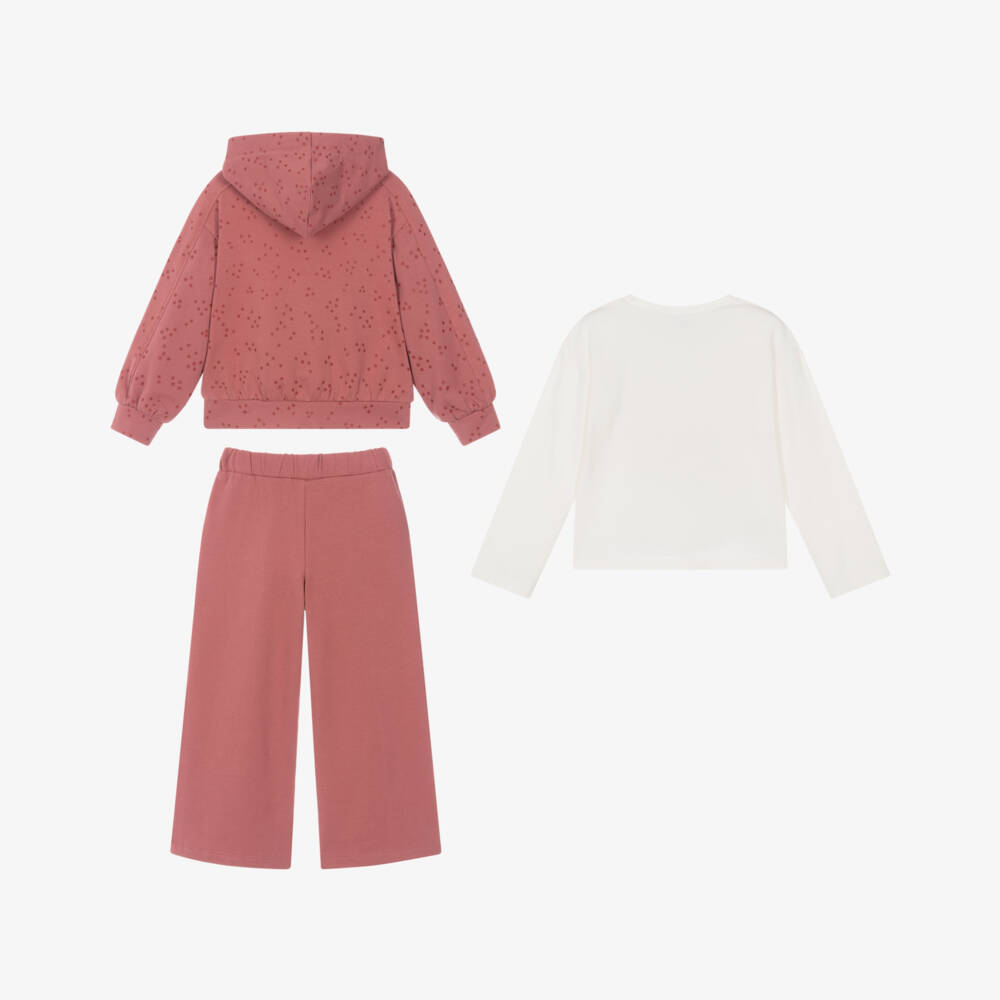 Mayoral-Girls Dusky Pink Hooded Cotton Tracksuit Set | Childrensalon