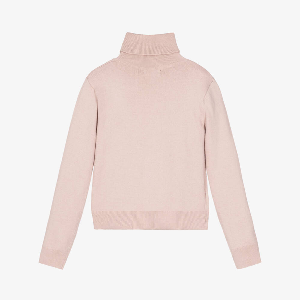 Mayoral-Girls Dusky Pink Roll Neck Sweater | Childrensalon