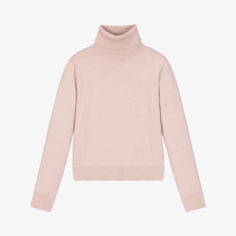 Mayoral-Girls Dusky Pink Roll Neck Sweater | Childrensalon